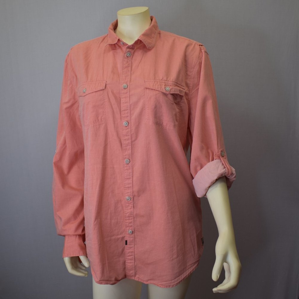CALVIN KLEIN‎ Jeans Button Front Roll-Tab Shirt SZ LG